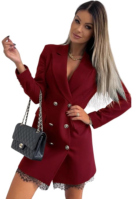 Blazer Donna Vintage Doppio Petto Slim Fit - Giacca Elegante Con Abbottonatura Oro