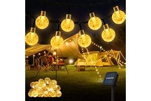 ‎OXYLED OxyLED Solar Lichterkette Aussen, 6.5M 30LED Lichterkette Solar Außen Wetterfest Wasserdicht IP65 8 Modi Kristall Kugeln Solar Lichterkette Außen für Garten, Terrasse, Balkon, Partys, Warmweiß