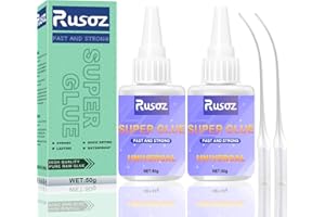 Rusoz Strong Super Glue, 100g Superglue Instant with Anticlog Cap, Waterproof & Heat Resistant Super Glue All Purpose for Plastic, Metal, Ceramic, Wood