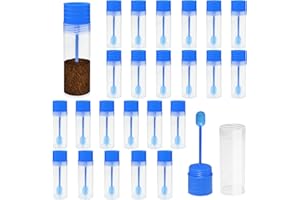 YICAAM 25 Pcs Plastic Stool Sample Cup with Spoon 15ml, Specimen Cups with Lids, Stool Containers Sample Cups Specimen Bottles for Stools, Plastic Specimen Cup for Laboratory