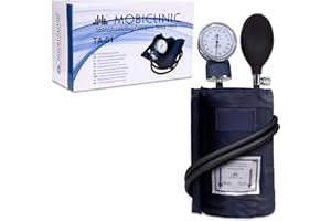 Mobiclinic, Tensiómetro de brazo, Doble salida, Incluye estuche, Medidor tensión aneroide, Medición presión arterial, Marca española, Precisión, Bomba goma, Ligero, Fácil usar, Azul