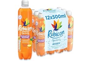 GENERIC Rubicon Spring 12 Pack Pineapple Passion, Sparkling Spring Water with Real Fruit Juice & Natural Flavours, Only 15 Calories - 12 x 500ml Multipack Bottles by Kandy Collection