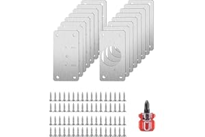 SCHUMAOYI 16-Pack Cabinet Hinge Repair Plates,Wardrobe Hinge Repair Plate with Hole for Wooden Furniture Cabinet Wardrobe Drawer