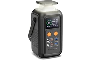 Tragbare Powerstation 192Wh AsperX 140W Camping Power Bank Station für Mehrere Geräte- Mobile Solargenerator mit Notfall Lampe, 60000mAh LiFePO4-Akku, Stromspeicher für Reisen Portable Powerbank