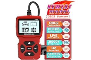 Equipo de diagnóstico obd2 a Bordo de iKiKin, escáner Lector de código de Falla del Motor obd2 eobd, escáner a Bordo con protocolo OBDII de detección y monitoreo de tensión (Rojo Brillante)