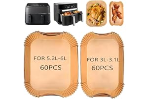 FSSTXZC 120Stück Backpapier für Philips Airfryer Dual Basket 3000 Serie 6L/3L, Heißluftfritteuse Backpapier für Tefal 5.2L/3.1L Dual Easy Fry，Zubehör für Heißluftfritteuse Philips NA352/00, NA550/00