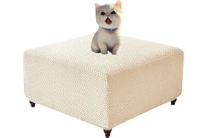 SDNAM Funda Otomana Cuadrado Terciopelo ，30/40/60/70/80/90/100cm Elástica Funda De Puff ，Retirable Lavable Funda Reposapies Jacquard Cubierta Taburete Sofá Protector (Color : #18, Size : 90x90cm/35.5x35.5