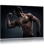 Pixxprint Leinwandbild „Trainierender Bodybuilder“ – 80x60 Cm, Fertig Auf Keilrahmen Gespannt