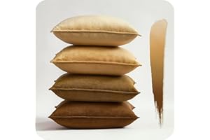 Topfinel Juego de 4 Funda para Cojín Sofa 60x60 Decorativa Hogar Cojines Marrón de Terciopelo para Salon Cama Jardin Dormitorio terraza con Cierre Fundas de Cojin Modernos Serie Colores Marrón