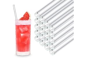 HÅLM HALM pailles en verre réutilisables - 50 pièces droites 23 cm - pour gastronomie, restaurant, bar, café, hôtel - résistantes au lave-vaisselle - pailles en verre pour cocktails, smoothies