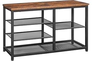 HOOBRO Shoe Bench with Seat, 5-Tier Shoe Rack Bench, Shoe Storage Organizer, 80 cm Shoe Storage Bench for Entryway, Hallway, Space Saving, Rustic Brown and Black EBF36HX01