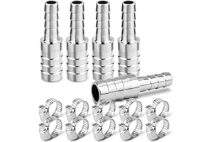 ERGAOBOY 5 Pcs 304 Stainless Steel 25MM to 20MM Reducing Hose Barb Adapter, Barb Splicer Union Mender Coolant Pipe Fitting for Water Fluid Air