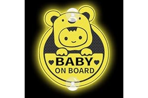 Leniutor Autocollant mignon Koala Baby On Board pour voiture, hautement réfléchissant double face à ventouse, panneau d'avertissement pour fenêtre de voiture (ventouse réfléchissante, jaune)