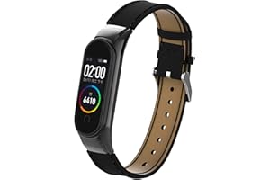 BDIG Bracelet Compatible pour Xiaomi Mi Band 4 Mi Band 3, Cuir Remplacement Sangle Bracelet Accessoires en Cuir de Bracelet Compatible pour Mi Band 4 Mi Band 3