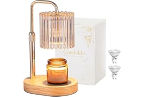 Candeldo Candle Warmer Lamp with Timer: Candle Warmers with 2 Bulbs Height Adjustable Dimmable Wax Melt Gold House Warming Gifts New Home Bedroom Decor Gift for Women