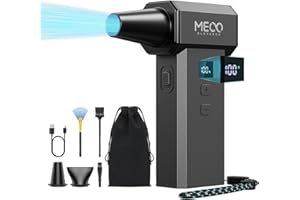MECO ELEVERDE Souffleur Air Comprimé, 220.000 TR/Min, 100 vitesses et Affichage LED Mini Soufflette Sans fil Puissant avec Batterie 8000mAh, Bombe Air Sec pour Nettoyage PC, Voiture, Clavier, Maison