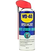WD-40 Specialist White Lithium Grease Spray 400ml - All-Weather Protection for Heavy-Duty Metal-to-Metal Applications with Sm
