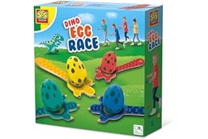 SES Creative 02308 - Dino Egg Race, Juego de coordinación, Juego de Madera para niños de 3 años