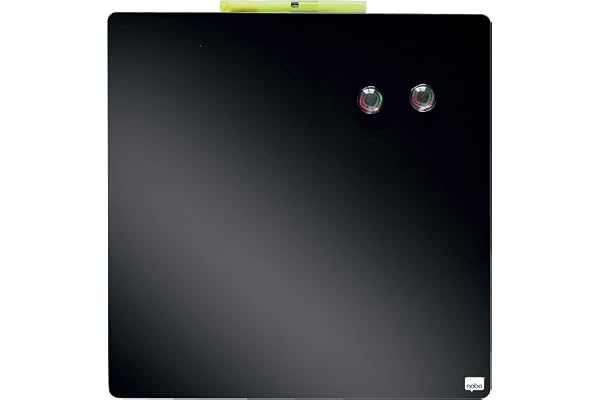 Nobo - Mini Tableau Magnétique Coloré Sans Cadre, Format Carré, Effaçable à Sec, Fixations Murales, Maison/Bureau, 360 x 360 mm, Noir, 1903774
