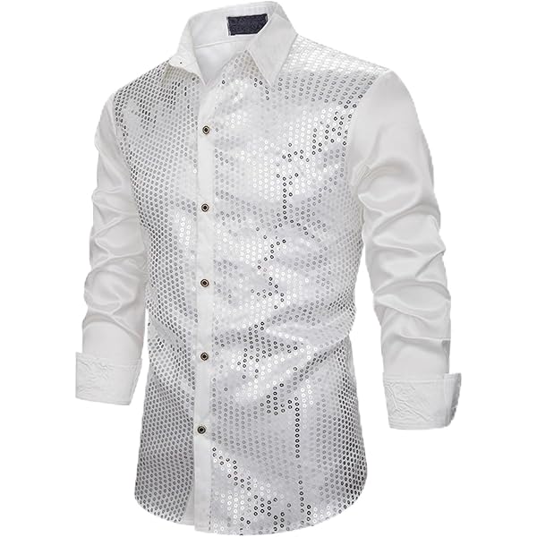 Camicie abbottonate a maniche lunghe con paillettes metallizzate