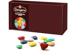 Gangemi Cuoricini - 1kg Coeurs Dragées Chocolat de haute qualité - Classique cadeau italien de mariage bapteme - Couleurs mélangées