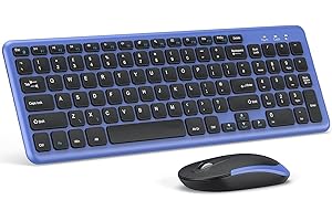 KIZHAH Wireless Keyboard and Mouse Set, 2.4 GHz Wireless USB Keyboard and Mouse Combo with USB recevier, Slim Ergonomic Keyboard for Windows, Computer, PC, Notebook, QWERTY UK Layout