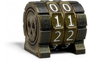 Lixusia Life Counter Health Tracker per giochi da tavolo, TTRPG e giochi di carte con simbolo del teschio, compatibile con MTG, 2 ruote dorate con numeri bianchi