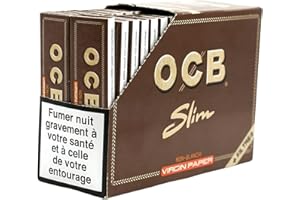 TABAC DU BASSIGNY Boite de 32 paquets de feuilles Slim Tips OCB Virgin - papier non blanchi