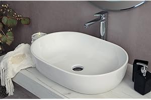 Yellowshop - Lavabo Da Appoggio Cm 60 x 42 Bacinella Lavandino Lavello In Ceramica Bianco Sanitari Bagno Design Moderno Modello Opera