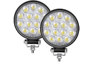 AOXONEL 2PCS Led Round Light Bar, 4.5 inch 12V 24V 140W 14000LM Flood Light Pod Off Road Fog Driving Roof Bar Bumper for van car,SUV Truck,boat,work light.