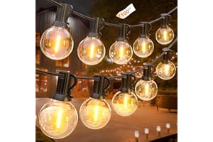 GLUROO 30M Catene Luminose LED G40 Luci a Festone per Esterni Lampadine Plastica Infrangibili, Impermeabili IP45 con 1W 50+2 Lampadine per Giardino Esterno, Veranda, Cortile, Bistrot