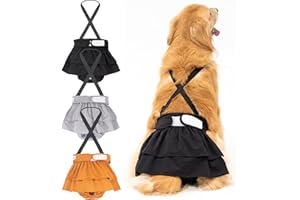 Avont 3-pak pieluch dla psów, dla kobiet, szelki, wielokrotnego użytku, dla dziewczynki, dla psa, okres upału, nietrzymanie moczu, rozmiar L, czarny/brązowy/szary