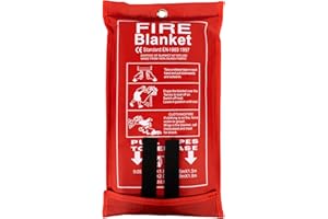 FLASLD Coperta ignifuga per cucina, campeggio, barbecue, coperta di sopravvivenza di emergenza, ignifuga e resistente al fuoco (1,2 m x 1,8 m)