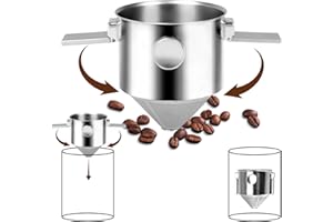 Foyucool Filtro per Caffè Riutilizzabile, Filtro da Caffè Pieghevole in Acciaio Inox, Filtro per Caffettiera Senza Carta, Con doppio filtro, Facile da Pulire, Adatto a Tutte le Misure di Coppa