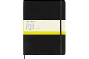 Moleskine Cuaderno Clásico con Hojas Cuadriculadas, Tapa Blanda y Cierre Elástico, Color Negro, Tamaño Extra Grande 19 x 25 cm, 192 Hojas