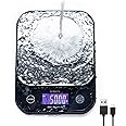 BOMATA Waterproof IPX6 Kitchen Scale, 0.1g High Precision,Max 5kg, Washable, TYPE-C Rechargeable, Stainless Steel Weighing Platform, Digital Scale for Food，Cooking, Baking, Weight Loss, etc.……