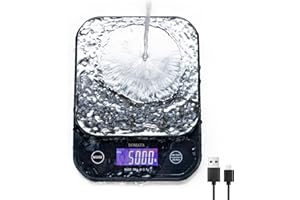 BOMATA Waterproof IPX6 Kitchen Scale, 0.1g High Precision,Max 5kg, Washable, TYPE-C Rechargeable, Stainless Steel Weighing Platform, Digital Scale for Food，Cooking, Baking, Weight Loss, etc.……