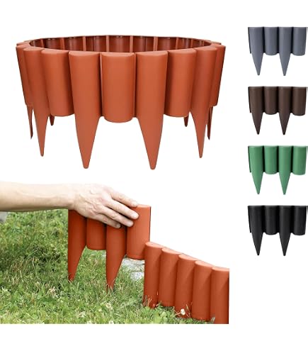 Bordure De Jardin Plastique 15m - Imitation Pierre De Granit Gris - Résistante Aux UV Et Intempéries - Pour Pelouse Et Plates-bandes