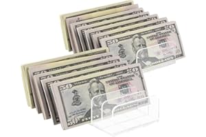 HOMAKOVER Acryl-Kassenablage, 7 Fächer, Acryl, Geldaufbewahrung, Organizer, transparent, 2 Stück