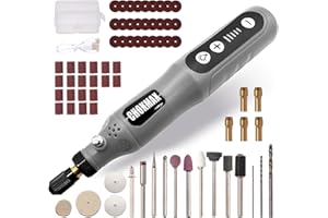 CHOKMAX Mini Kabelloses Drehwerkzeug, 5-Gang-Schleifer-Kit mit 72 Zubehörteilen und Front-LED-Licht, Typ-C-Ladekunsthandwerkswerkzeug zum Gravieren, Schleifen, Polieren, Bohren, Grau