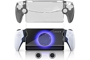 BRHE Protective Case for Playstation Portal with PC Hard Clear Case, Screen Protector,Thumb Cap for PS5 Playstation Portal Remote Player 3-in-1 Accessory Kit (Black)