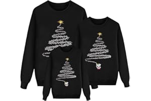 Sonnena Weihnachtspullover Familie Set Damen Herren Kinder Lustig Weihnachtspulli Ugly Christmas Sweater Rundhals mit Wichtel Weihnachts Pullover Pärchen Weihnachtsoutfit