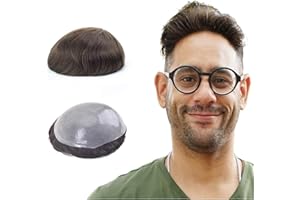 Lordhair Protesi Capelli Uomo, Pelle Super Sottile da 0,08 mm Parrucca da Uomo per Sistema Capillare da 8x10 Pollici Dimensione Della Base
