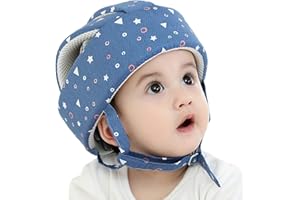 INSZKOOS Casques de Sécurité pour Bébé Antichoc en Coton Respirant Enfant Casque de Protection Réglable Chapeau Protecteur de Tête Anti-Collision Infantile pour tout-petit Apprendre à marcher et à s'asseoir