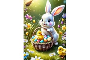 DAERLE 5D DIY Diamond Painting Kit Completo Buona Pasqua, Diamantini Strass Ricamo a Punto per Adulti, Kit per Pittura Diamante Mosaico Fai Da Te Decorazione Casa 30x40cm, Coniglio di Pasqua