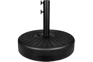 Simple Deluxe 20" Round Heavy Duty Patio Umbrella Base Stand with Steel Umbrella Holder, Water or Sand Fillable for Outdoor, Lawn, Garden, 50lbs Weight Capacity, Black