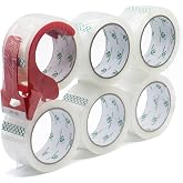 BOMEI PACK 6 Rolls Transparent Adhesive Packaging Tape 48MMx 66M for Boxes and Packages Ideal for Shipping and Moving