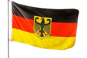 PHENO FLAGS Premium Deutschland Flagge mit Adler 90x150 cm - Extrem Wetterfeste Fahne mit Metall-Ösen und spezieller Versiegelung - Doppelt gesäumt mit brillanten und lebendigen Farben