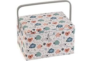 Hobby Gift Große Nähbox, Holz/Stoff, Knit Happens