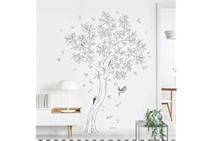 Decvictor Pegatinas de Pared Árbol de Bocetos Grande, Vinilos Decorativos Pared Línea Negra Árbol, Adesivos Paredes Decoración para Salon Pasillo Oficina Sofá Fondo Muro (H166 cm)